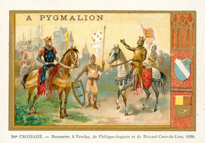 Encuentro de Felipe Augusto y Ricardo Corazón de León en Vezelay, 3ª Cruzada, 1190 de French School